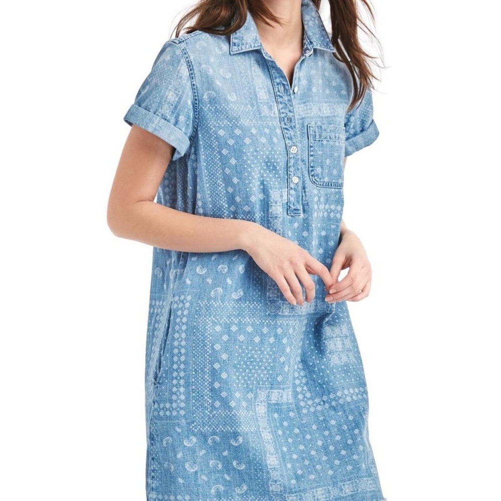 GAP Bandana Denim popover shirt dress